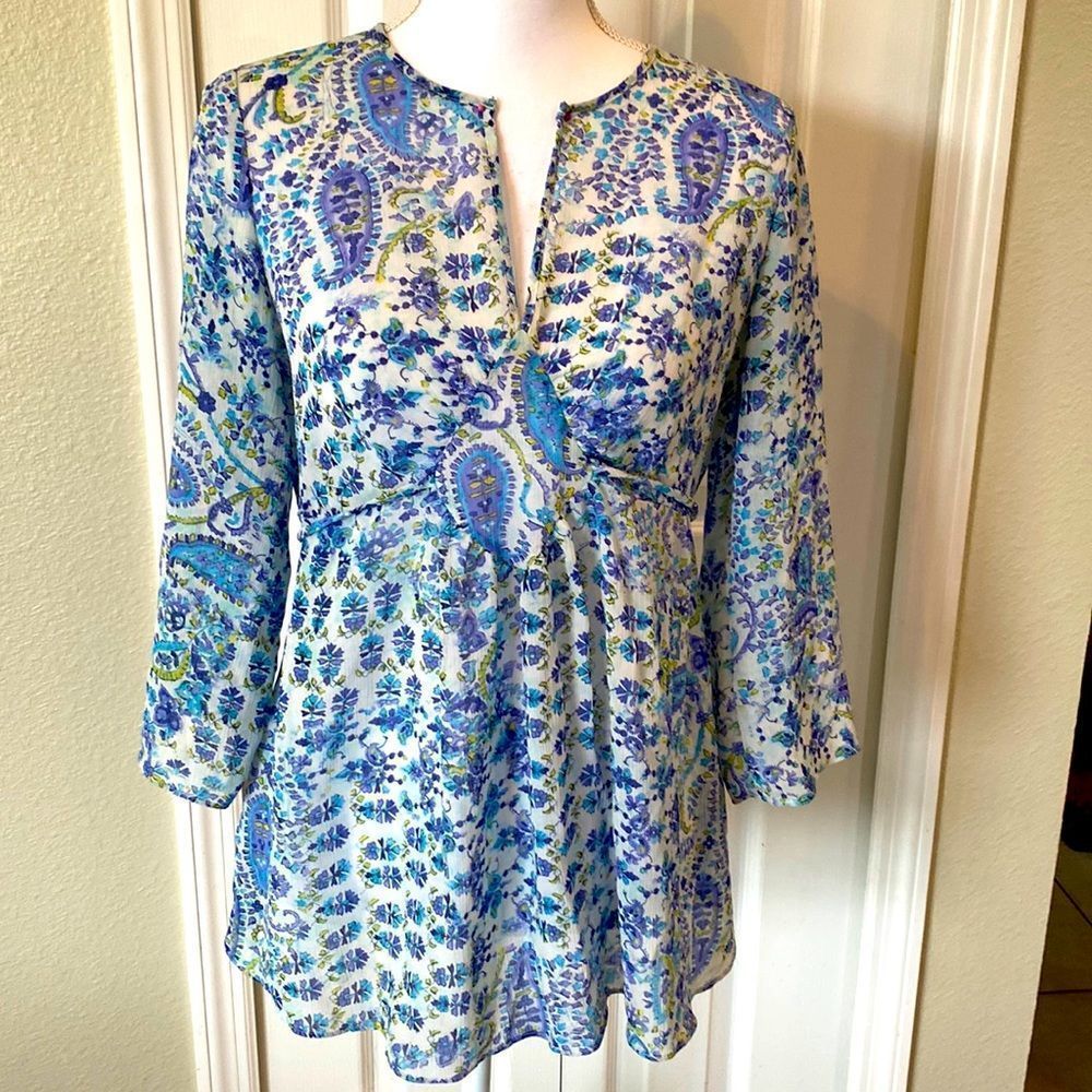 Motherhood Maternity Blue Floral Top M